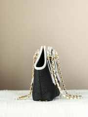 Uubags Chanel Shopping Bag Braided Raffia, Calfskin & Gold-Tone Metal In Black & White 28x20x7cm - 5