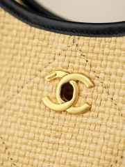 Uubags Chanel Shopping Bag Braided Raffia, Calfskin & Gold-Tone Metal In Beige 28x20x7cm - 5