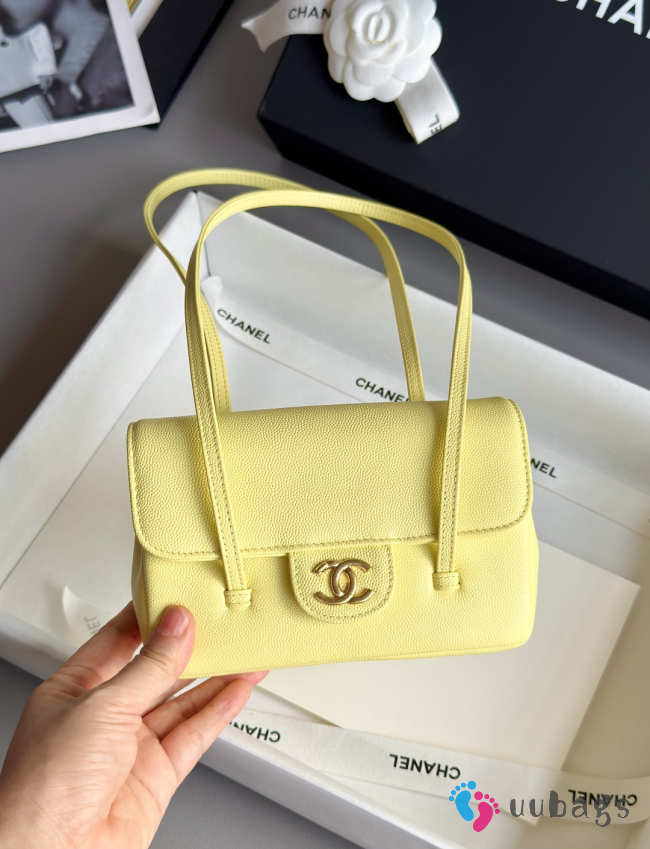 Uubags Chanel mini clutch with leather strap in pale gold 11.5x17x5cm - 1