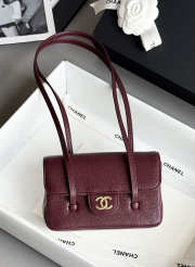 Uubags Chanel mini clutch with leather strap in burgundy 11.5x17x5cm - 1