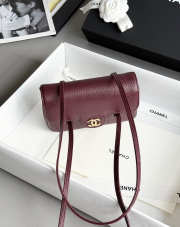 Uubags Chanel mini clutch with leather strap in burgundy 11.5x17x5cm - 6