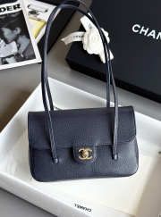 Uubags Chanel mini clutch with leather strap in dark blue 11.5x17x5cm - 1