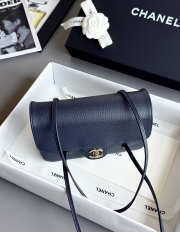 Uubags Chanel mini clutch with leather strap in dark blue 11.5x17x5cm - 3