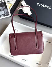 Uubags Chanel medium clutch with leather strap in burgundy 15x22x7cm - 5