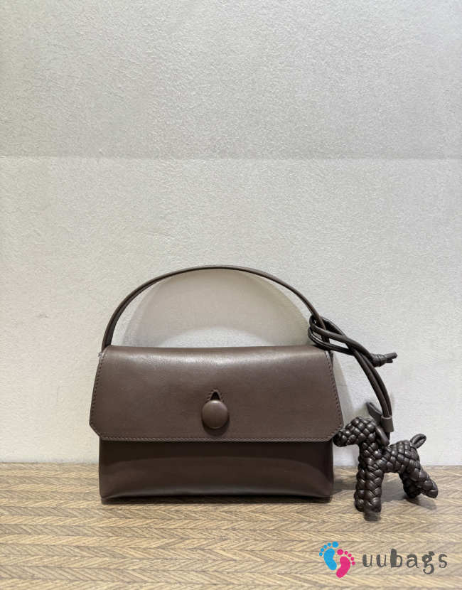Uubags The Row Small Sally Leather Shoulder Bag In Dark Brown 19x3.5x13.5cm - 1