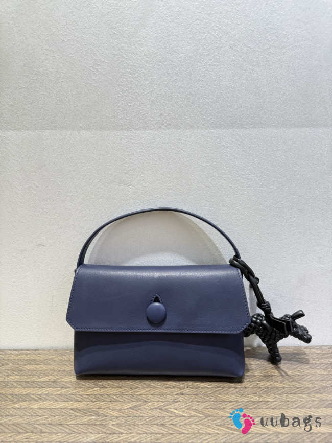 Uubags The Row Small Sally Leather Shoulder Bag In Navy Blue 19x3.5x13.5cm - 1