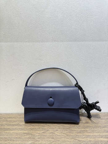 Uubags The Row Small Sally Leather Shoulder Bag In Navy Blue 19x3.5x13.5cm