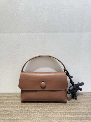 Uubags The Row Small Sally Leather Shoulder Bag In Brown 19x3.5x13.5cm