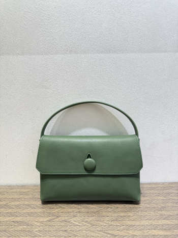 Uubags The Row Small Sally Leather Shoulder Bag In Green 19x3.5x13.5cm
