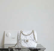 Uubags Chanel flap bag quilted sequins & gold-tone metal in white 17.5x19x7cm - 2