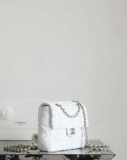 Uubags Chanel flap bag quilted sequins & gold-tone metal in white 17.5x19x7cm - 3