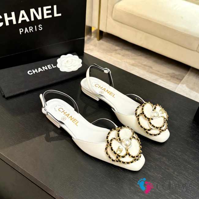 Uubags Chanel Camellia Slingback Flats Cream  - 1