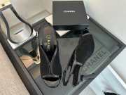 Uubags Chanel Black Suede Slingback Wedge Sandals 9.5cm - 5