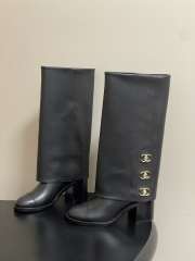 Uubags Chanel Leather Knee Boots with CC Logos In Black 7cm - 1