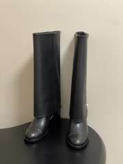 Uubags Chanel Leather Knee Boots with CC Logos In Black 7cm - 4