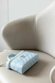 Uubags Chanel Vanity bag with shoulder strap glossy calfskin with grain effect & gold-plated metal in blue 17x19.5x5cm - 5