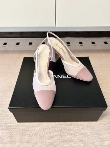 Uubags Chanel Slingbacks Mesh & Grosgrain In Pink 9cm
