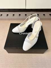 Uubags Chanel Slingbacks Mesh & Grosgrain In White 9cm - 4