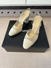 Uubags Chanel Slingbacks Mesh & Grosgrain In Beige 9cm - 1
