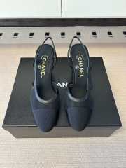 Uubags Chanel Slingbacks Mesh & Grosgrain In Black 9cm - 4