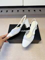 Uubags Chanel Slingbacks Mesh & Grosgrain In White 5.5cm - 5