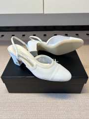 Uubags Chanel Slingbacks Mesh & Grosgrain In White 5.5cm - 3
