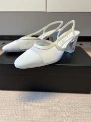 Uubags Chanel Slingbacks Mesh & Grosgrain In White 5.5cm - 2