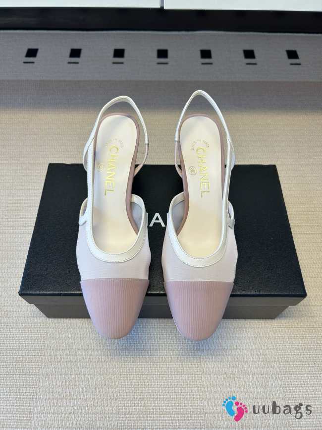 Uubags Chanel Slingbacks Mesh & Grosgrain In Pink 5.5cm - 1