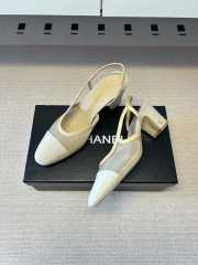 Uubags Chanel Slingbacks Mesh & Grosgrain In Beige 5.5cm - 2