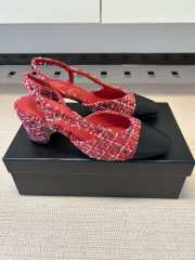 Uubags Chanel Slingback Tweed Pumps In Red/Black 5.5cm - 1