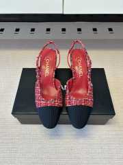 Uubags Chanel Slingback Tweed Pumps In Red/Black 5.5cm - 6