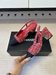 Uubags Chanel Slingback Tweed Pumps In Red/Black 5.5cm - 4