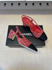 Uubags Chanel Slingback Tweed Pumps In Red/Black 5.5cm - 5