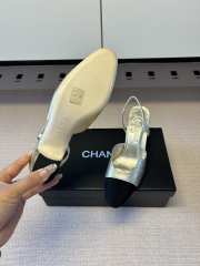 Uubags Chanel Slingback Shoes Metallic-finish Lambskin & Grosgrain Fabric Pale Gold & Black 6.5cm - 5