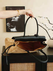 Uubags Chanel Small Coco Handle Bag In Quilted Suede With Grained Calfskin Beige/Black 16x37x29cm - 2