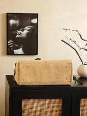 Uubags Chanel Small Coco Handle Bag In Quilted Suede With Grained Calfskin Beige/Black 16x37x29cm - 5