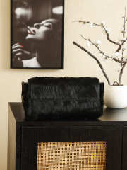 Uubags Chanel 25 Handbag Black Mink Fur with Gold Hardware 30x26x14cm - 2