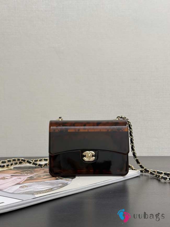 Uubags Chanel mini evening party bag plexiglass and gold-plated metal brown & black 9x12x4.5cm - 1