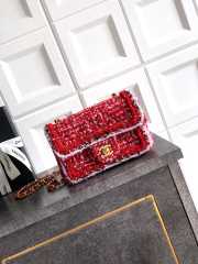 Uubags Chanel classic mini handbag tweed fabric & gold-plated metal red, pink & black 20cm - 1