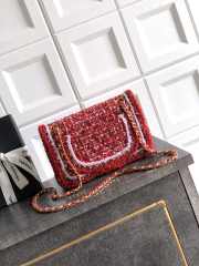 Uubags Chanel classic small handbag tweed fabric & gold-plated metal red, pink & black 14.5x23x6cm - 5