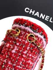 Uubags Chanel classic medium handbag tweed fabric & gold-plated metal red, pink & black 25cm - 5