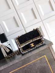 Uubags Chanel Classic Mini Handbag Cotton Tweed Black 20cm - 1