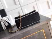 Uubags Chanel Classic Mini Handbag Cotton Tweed Black 20cm - 6