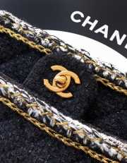 Uubags Chanel Classic Mini Handbag Cotton Tweed Black 20cm - 4