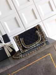 Uubags Chanel Classic Medium Handbag Cotton Tweed Black 25cm - 4