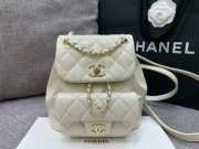 Uubags Chanel Backpack Grained Shiny Calfskin & Gold-Tone Metal White 18x19x12cm - 1