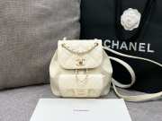 Uubags Chanel Backpack Grained Shiny Calfskin & Gold-Tone Metal White 18x19x12cm - 6
