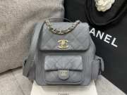 Uubags Chanel Backpack Grained Shiny Calfskin & Gold-Tone Metal Coral Grey 21.5x19.5x12cm - 3