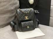 Uubags Chanel Backpack Grained Shiny Calfskin & Gold-Tone Metal Coral Black 21.5x19.5x12cm - 6