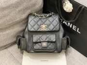Uubags Chanel Backpack Grained Shiny Calfskin & Gold-Tone Metal Coral Black 21.5x19.5x12cm - 5